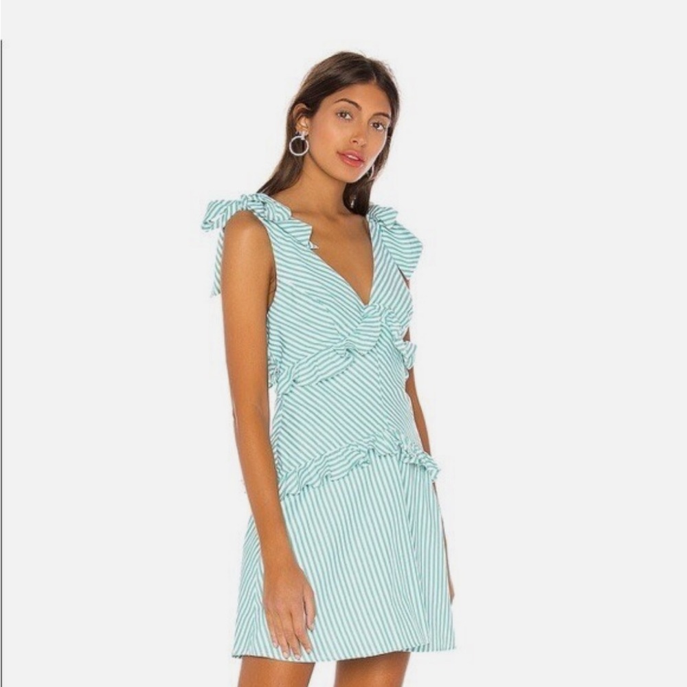 BCBGeneration Green Wrap Ruffled Mini Dress